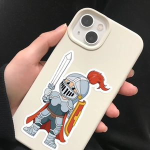Cute cartoon knight illustration on cream-white iPhone case with matte finish