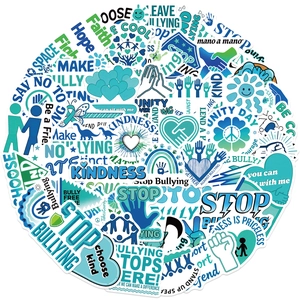 50 pack anti-bullying graffiti stickers for guitar and laptop with kindness slogans