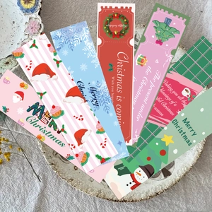 Minimalist Christmas Theme Cardstock Bookmarks Hand Drawn Santa Snowman Patterns DIY Decorative Stationery Book Marks