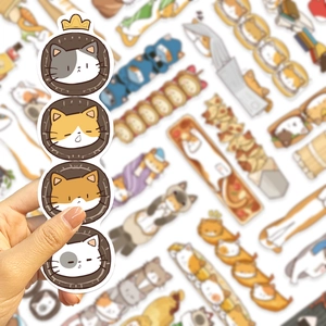 Cute cartoon Japanese cat bookmark set with creative illustrations for planners