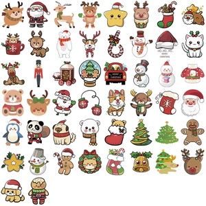 Lot de 50 autocollants de Noël imperméables pour ordinateur et guitare aux motifs festifs