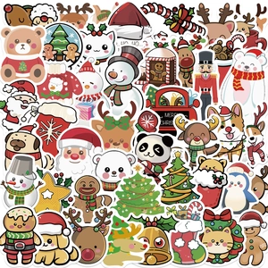 Autocollants de Noël en Dessin Animé Étanche PVC Vinyle Mignon Festif Graffiti Décalcomanies pour Ordinateur Bagages Guitare DIY