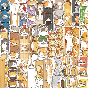Creative collection of 30 cartoon Japanese cat bookmarks with various artistic designs
