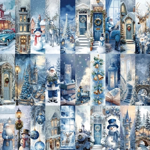 Vue détaillée de 30 marque-pages de Noël bleus pour la décoration de journaux créatifs