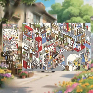 DIY 3D street scene sticker set with PET material and scene cards in 202x285mm size