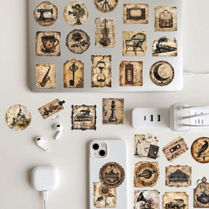 50 pieces of vintage retro aesthetic stickers for laptop, guitar and diary decoration