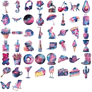 50er Pack wasserfeste Galaxie Sternenhimmel Aufkleber aus PET für Scrapbooking und Laptops