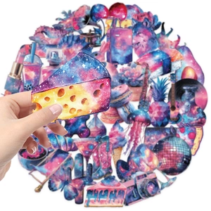 50 wasserfeste Sternenhimmel PET Aufkleber für Tagebücher mit Galaxie Kunstmotiven im Set