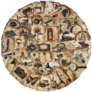 50pcs vintage waterproof PET stickers with retro telescope, butterfly and train motifs