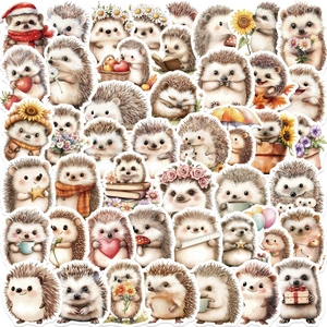 Cute Cartoon Hedgehog Waterproof PVC Stickers DIY Decals For Laptop Guitar Luggage Aesthetic Hand Drawn Style For Kids Adults