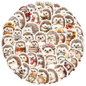 50 pieces of cute cartoon hedgehog waterproof stickers for guitar laptop and luggage