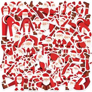 Waterproof PVC Cartoon Yoga Santa Claus Stickers For Laptop Luggage Guitar DIY Scrapbooking Christmas Decorative Decals