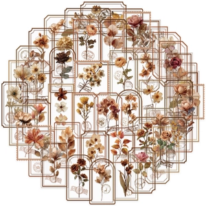 Lot de 50 autocollants vintage avec fleurs et motifs rétro pour scrapbooking et art