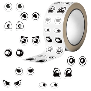 Cartoon Eyes Stickers Waterproof PVC Emoticon Decals For DIY Scrapbooking Envelope Decor Black White Emoticon Label