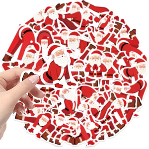 Christmas Santa yoga stickers for laptops and guitars featuring various festive poses