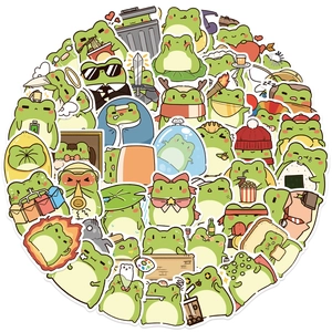 Pack of 50 waterproof cartoon frog graffiti stickers for laptops and guitar decoration