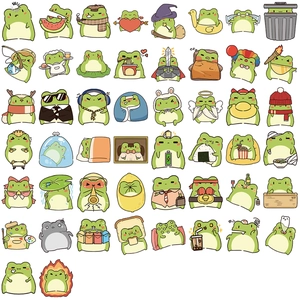 Set of 50 waterproof cartoon frog stickers for decorating laptops and guitars