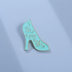 Exquisite High Heel Enamel Brooch It's Possible Inspirational Letters Zinc Alloy Star Pattern Tiffany Blue Jewelry Badge