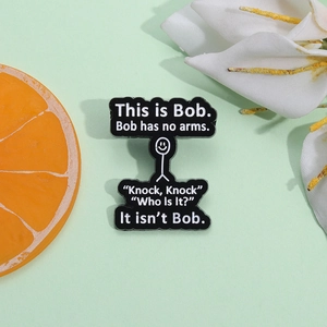 Funny This is Bob enamel pin with stick figure on a minimalist metal brooch badge