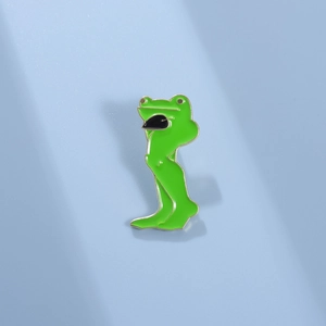 Broche en Email Grenouille à Longues Jambes Drôle Dessin Animé Créatif Animal Badge en Alliage de Zinc pour Vêtements Unisexe Bijoux