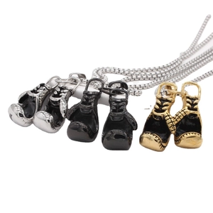 Retro Titanium Steel Boxing Glove Pendant For Men Personality Sports Hip Hop Style Gold Silver Black Pendant Jewelry