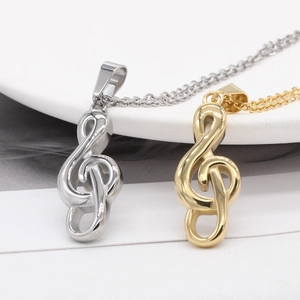 Minimalist Stainless Steel Treble Clef Music Note Pendant For Women Polished Artistic Musical Symbol Jewelry Accessory Gift