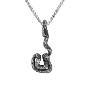 Retro Stainless Steel Snake Pendant For Men Vintage Serpent Shape Charm Without Chain Punk Animal Jewelry Accessory