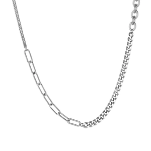 Moderna Collana in Acciaio Inossidabile a Catena Asimmetrica Hip Hop Maglia Cubana e Graffetta Giuntata Gioielli da Donna e Uomo