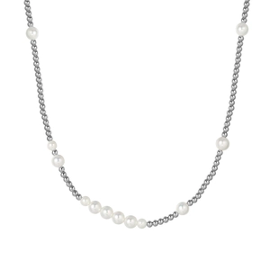 Collier De Künstliche Perles En Acier Inoxydable Argent Métal Boule Chaîne Hip Hop Vintage Esthétique Bijoux Pour Femmes Hommes