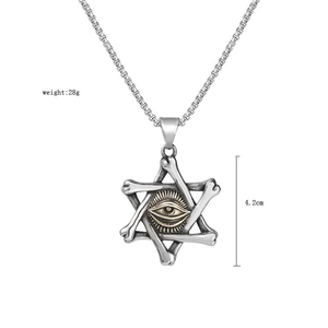 Detailed macro view of Hexagram and Eye of Providence pendant with 4.2cm size and 28g weight