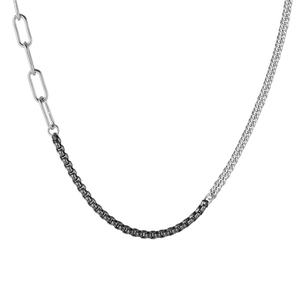 Collier Chaîne Mixte en Acier Inoxydable Style Industriel pour Hommes Femmes Streetwear Chaîne Trombone et Vénitienne Bijoux