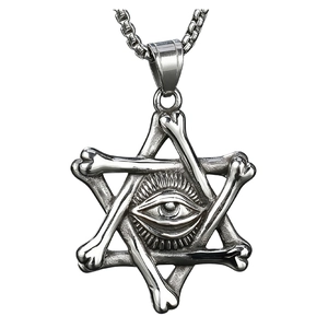 Vintage Stainless Steel Hexagram Bone Eye Of Providence Pendant Only Without Chain Distressed Gothic Punk Necklace Charm