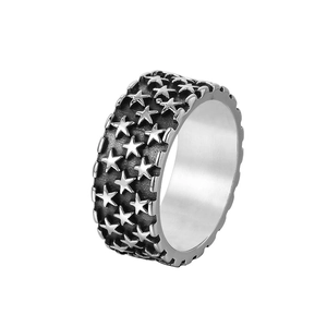 Retro Punk Edelstahl Stern Ring Geprägtes Pentagramm Titanstahl Band Für Herren Damen Vintage Streetwear Schmuck