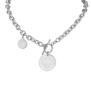 Collana con Pendente a Doppia Moneta in Acciaio Inossidabile Con Chiusura a Levetta Incisa Love Today Fantastic New York 520