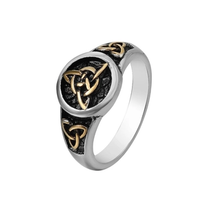 Vintage Viking Celtic Knot Triquetra Signet Ring For Men Titanium Steel Retro Nordic Punk Biker Style Jewelry Ring Gift