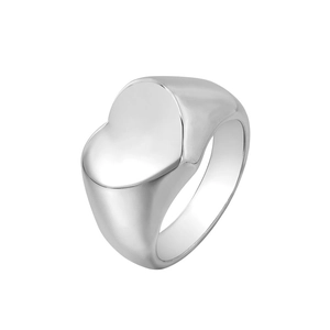 Minimalist Stainless Steel Heart Signet Ring For Men Women Polished Geometric Open Band Fashion Jewelry Finger Decoration