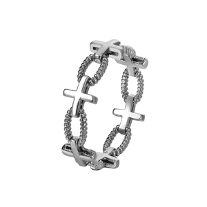 Retro Gothic Cross Titanium Steel Ring Punk Rock Hollow Band Ring For Men Women Fashion Biker Jewelry Steel Color