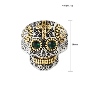 Détail de la bague crâne mexicaine montrant les dimensions 28mm et le poids de 24g