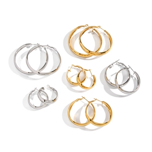 Classic stainless steel hoop earrings set in gold and silver finish with various sizes