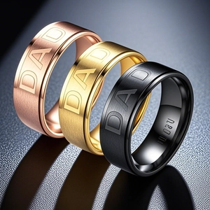 Titanium Steel DAD MOM Engraved Ring Stainless Steel Non-Fading Finger Ring For Father's Day Mother's Day Gift Unisex Jewelry