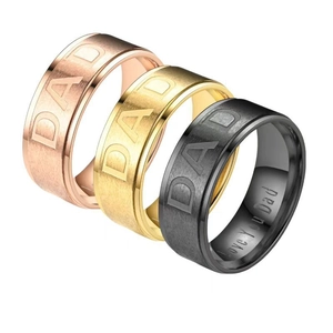 Set of 3 titanium steel rings engraved with DAD and Love You Dad for Father's Day.