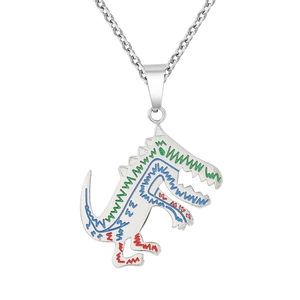 Pendentif Dinosaure en Dessin Animé Acier Titane Inoxydable Forme d'Animal Émail Pendentif Uniquement Sans Chaîne