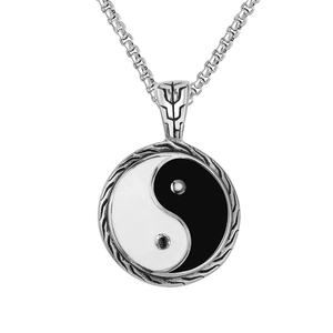 Retro Yin Yang Tai Chi Pendant Titanium Steel Stainless Steel Jewelry Ethnic Vintage Circular Necklace Charm For Unisex