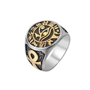 Retro Titanium Steel Ancient Egyptian Eye Of Horus Ankh Signet Ring For Men Punk Gothic Ethnic Pharaoh Finger Jewelry Accessory