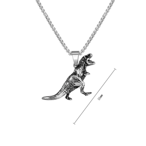 Detailed close-up of a 55mm vintage dinosaur pendant with realistic scale textures