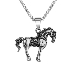 Ciondolo Cavallo in Acciaio al Titanio Vintage Solo Senza Catena Ciondolo Animale Retrò per Uomo Donna Gioielli Regalo Personalizzati