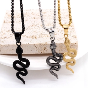 Titaniumstaal Slang Hanger Zonder Ketting Realistische Schubben Textuur Gothic Punk Hip Hop Unisex Sieraden Accessoire