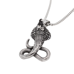 Vintage King Cobra Snake Pendant Titanium Steel Hip Hop Punk Animal Jewelry For Men Gift Pendant Only Without Chain