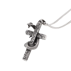 Collana con Pendente a Croce Avvolta da Serpente in Acciaio Inossidabile Gotico Gioielli in Stile Punk Vintage per Uomo Donna