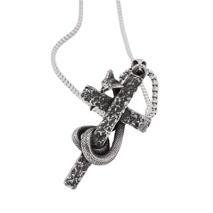 Collana punk retrò in acciaio inossidabile con croce martellata e ciondolo serpente